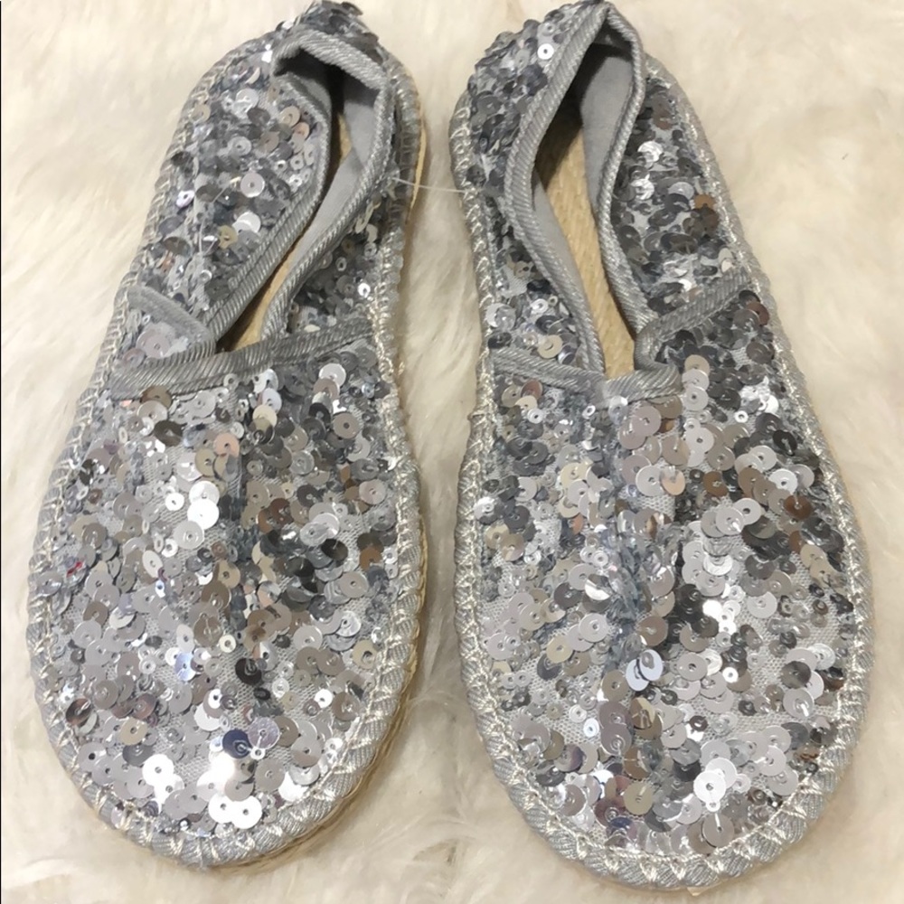 Silver Sequined Flats